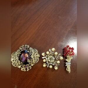 Lot Of 3 Vintage Brooches